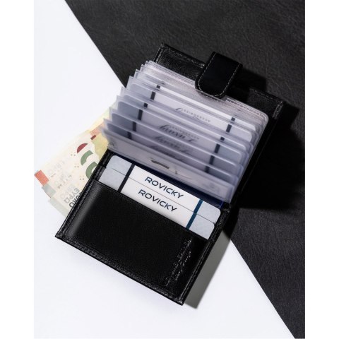 Eleganckie etui na dokumenty w czarnym kolorze wykonane ze skóry naturalnej - Rovicky