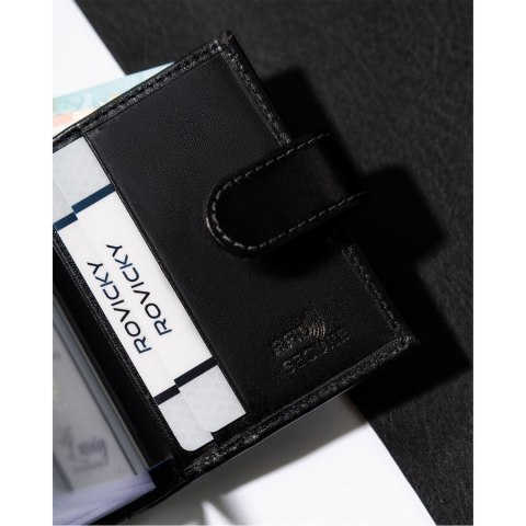 Eleganckie etui na dokumenty w czarnym kolorze wykonane ze skóry naturalnej - Rovicky