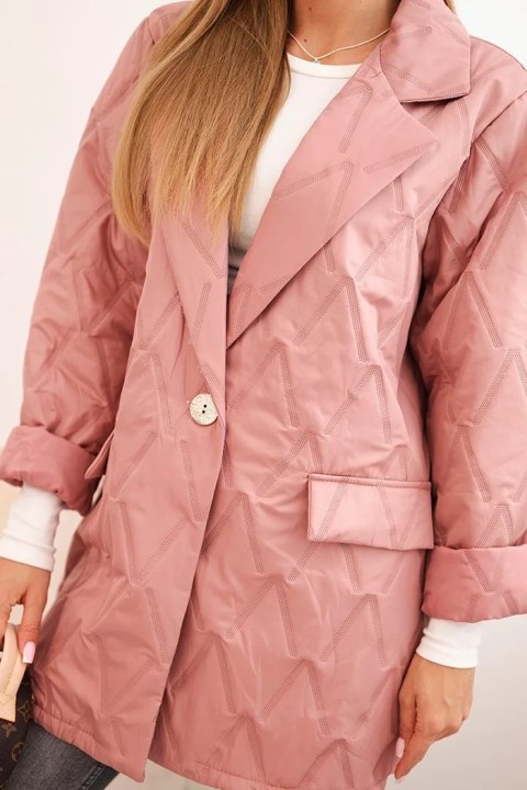 Kurtka damska Plus Size pikowana ciemnoróżowa z kołnierzem XL-3XL
