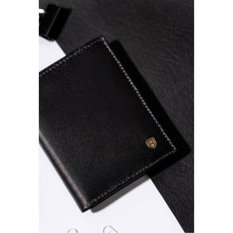 Skórzane, eleganckie etui na dokumenty w czarnym kolorze - Rovicky