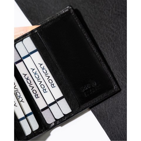 Skórzane, eleganckie etui na dokumenty w czarnym kolorze - Rovicky