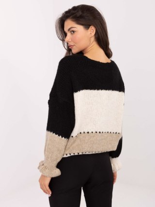 Sweter MI-SW-0903.87 czarno-beżowy
