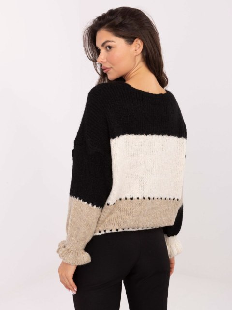 Sweter MI-SW-0903.87 czarno-beżowy