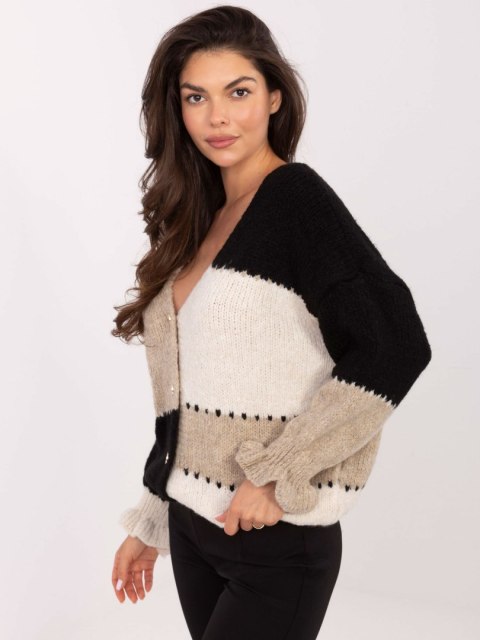 Sweter MI-SW-0903.87 czarno-beżowy