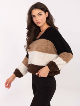 Sweter MI-SW-0409.85 czarno-brązowy