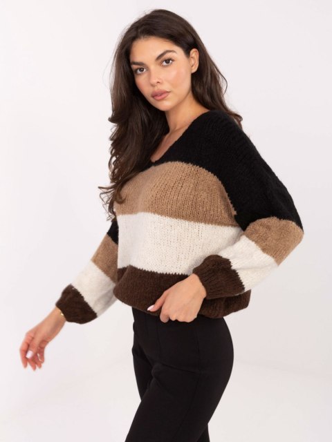 Sweter MI-SW-0409.85 czarno-brązowy