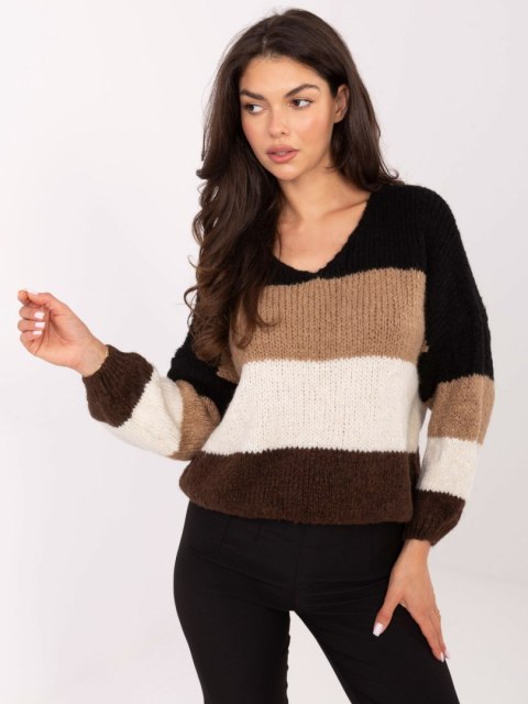 Sweter MI-SW-0409.85 czarno-brązowy