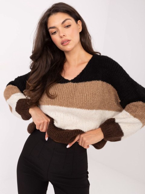 Sweter MI-SW-0409.85 czarno-brązowy