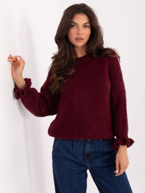 Miękki sweter damski bordo na jesień i zimę