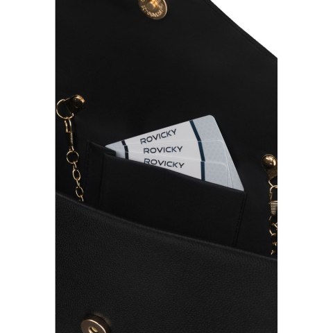 Czarna kopertówka damska wykonana ze skóry ekologicznej, jednokomorowa - Rovicky