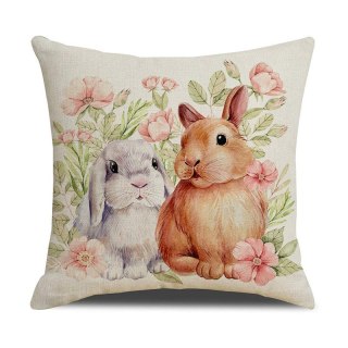 Poszewka Dekoracyjna 45x45 cm – Króliki w Kwiatach BOHO