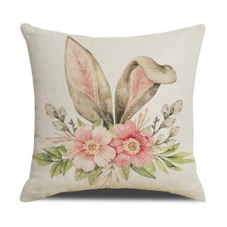 Poszewka Dekoracyjna 45x45 cm – Wiosenny Motyw Boho z Uszami Zajączka