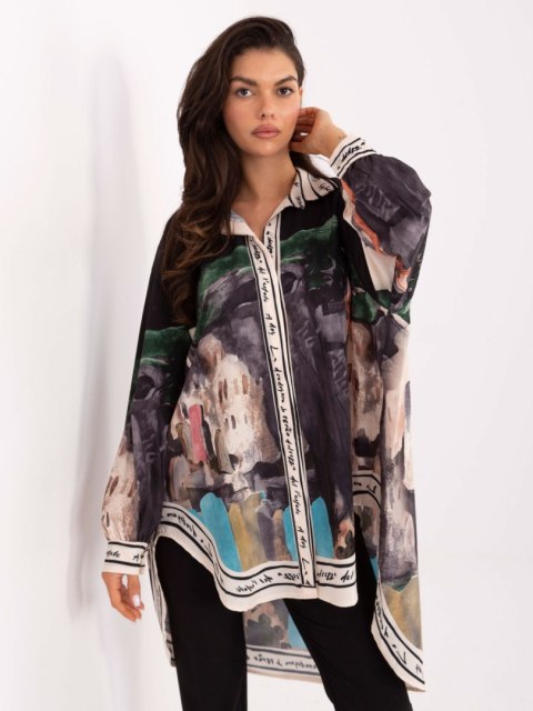 Koszula damska oversize czarna RUE PARIS – moda casual