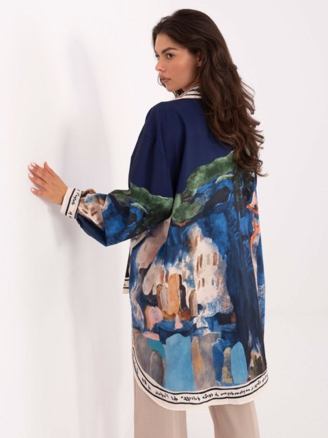 Modna koszula damska oversize granatowa z napisami