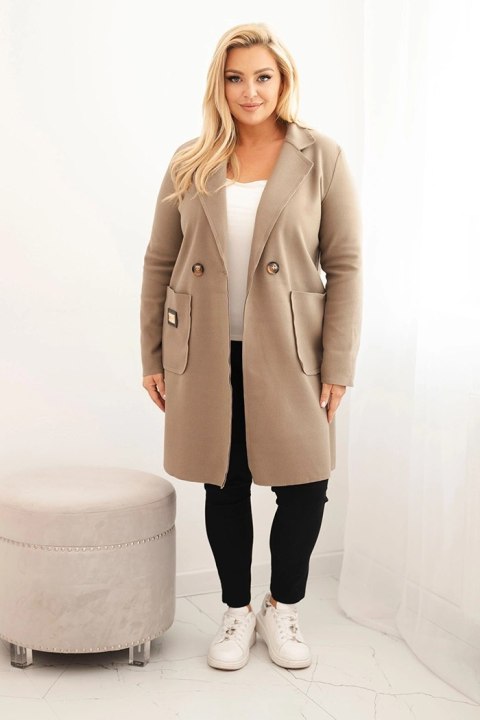 Klasyczny płaszcz damski fango Plus Size z guzikami i kieszeniami