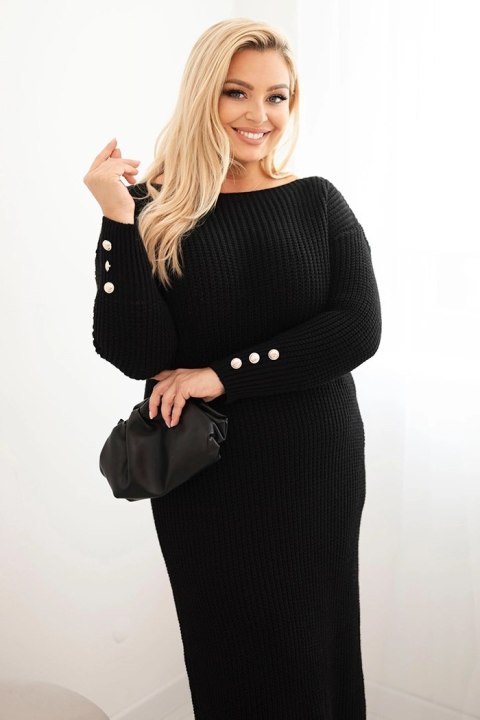 Sukienka swetrowa damska Plus Size z moherem czarna – Stylowy Wieszak