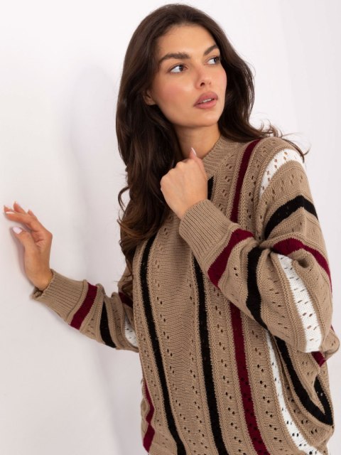 Sweter damski casual oversize w paski – JELISJELIS