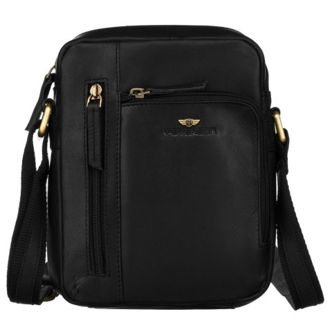 Klasyczna skórzana listonoszka męska z kieszonkami - Peterson