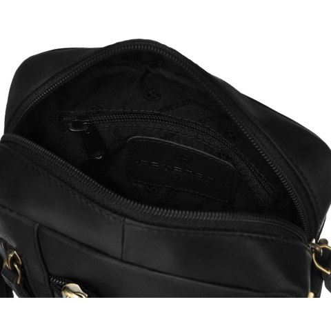 Klasyczna skórzana listonoszka męska z kieszonkami - Peterson