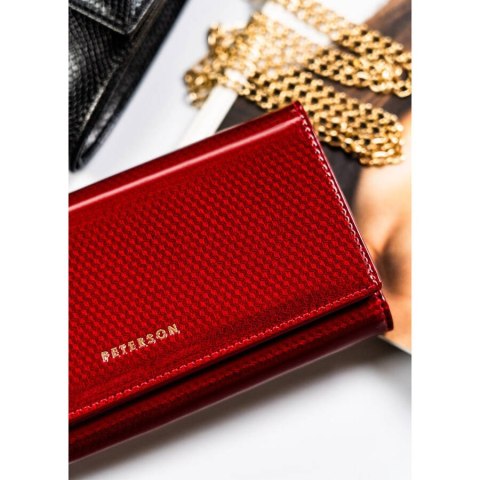 Portfel damski skórzany czerwony lakierowany na karty - Peterson