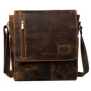 Skórzana listonoszka męska w brązowym kolorze zawieszona na regulowanym pasku - Peterson