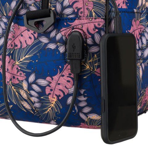 Torba podróżna wyposażona w dopinany pasek i zewnętrzną kieszeń zapinaną suwakiem - Rovicky