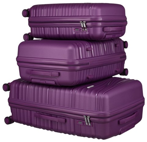Zestawy walizek z polipropylenu z zamkiem szyfrowy TSA w kolorze fioletowym - Peterson