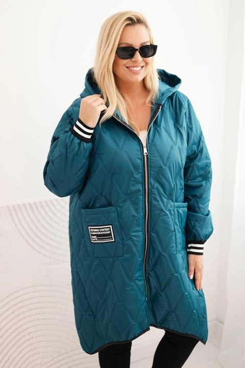 kurtka damska plus size morska z kapturem i mankietami