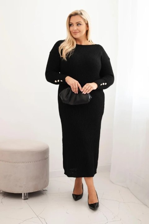Czarna sukienka swetrowa Plus Size z moherem i okrągłym dekoltem – Stylowy Wieszak