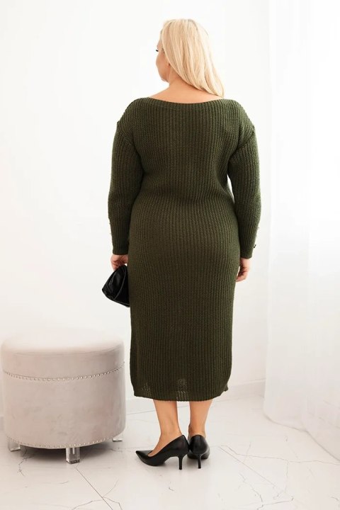 włoska sukienka swetrowa plus size w kolorze khaki