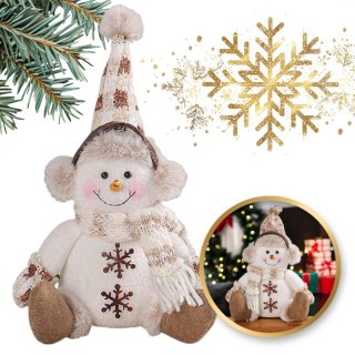 Bałwan świąteczny pluszowy siedzący 28 cm KSN170