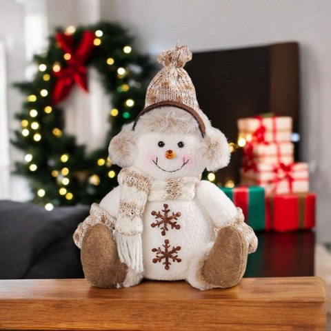 Świąteczna figurka bałwana z szalikiem i czapką 28 cm
