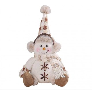 Bałwan świąteczny pluszowy siedzący 28 cm KSN170
