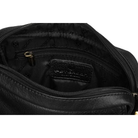 Czarna listonoszka męska ze skóry naturalnej ze złotymi okuciami - Peterson