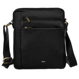 Czarna, skórzana listonoszka męska zamykana solidnymi suwakami - Peterson