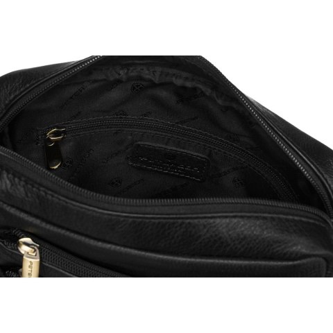 Czarna, skórzana listonoszka męska zamykana solidnymi suwakami - Peterson