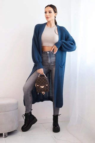 Długi sweter kardigan ciemno jeansowy