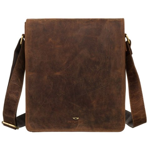 Duża torba męska ze skóry naturalnej z klapką - Peterson