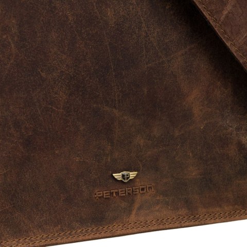 Duża torba męska ze skóry naturalnej z klapką - Peterson