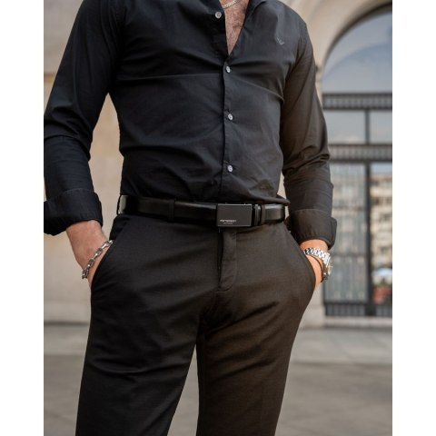 Elegancki, skórzany pasek męski z klamrą automatyczną - Peterson