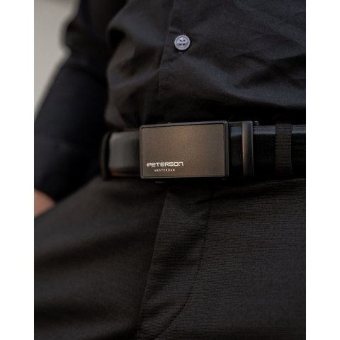 Elegancki, skórzany pasek męski z klamrą automatyczną - Peterson