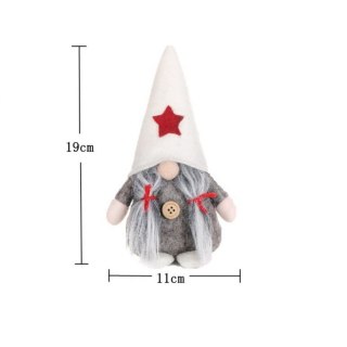 Krasnal Świąteczny Stojący z Pluszu 19 cm – Dekoracja Bożonarodzeniowa KSN08B