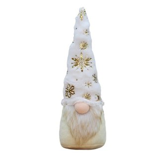 Krasnal świąteczny biały siedzący 33 cm z pluszu – Stylowy Wieszak