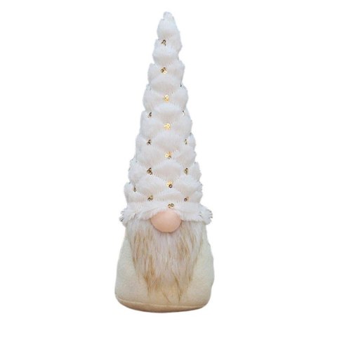 Krasnal świąteczny biały siedzący 38 cm z pluszu Stylowy Wieszak