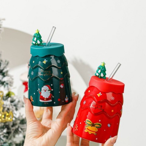 Kubek prezent świąteczny 400 ml zielony w pudełku