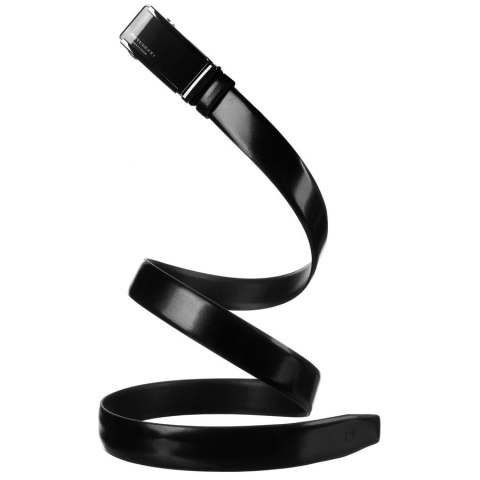 Klasyczny pasek męski w czarnym kolorze z automatyczną, srebrną klamrą - Peterson Klasyczny pasek męski w czarnym kolorze z automatyczną, srebrną klamrą - Peterson