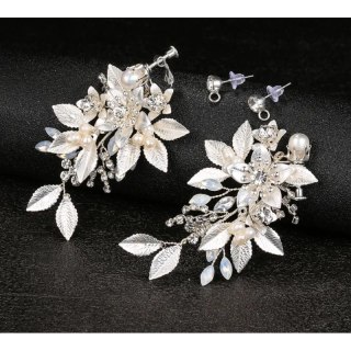 Kolczyki Ślubne BOHO Wiszące z Kryształkami i Perłami 8 cm – KOLS13