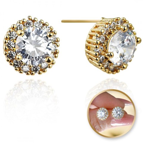 Złote kolczyki sztyfty ze stali chirurgicznej z cyrkoniami KST2859