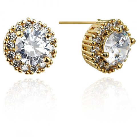 Kolczyki damskie pozłacane 14k złotem z dużą cyrkonią – Stylowy Wieszak