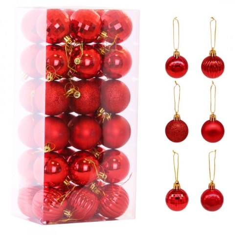 Komplet czerwonych bombek choinkowych 36 sztuk 5,5 cm w pudełku